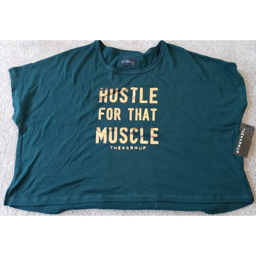 Jessica Simpson Teal & Gold Crop Top NWT